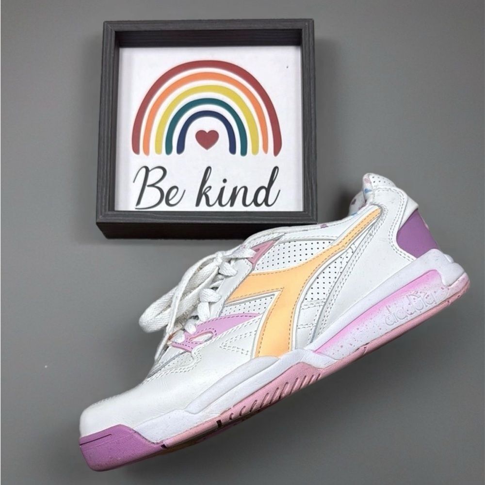 Diadora White and Purple Sneakers with Retro Chunky Design